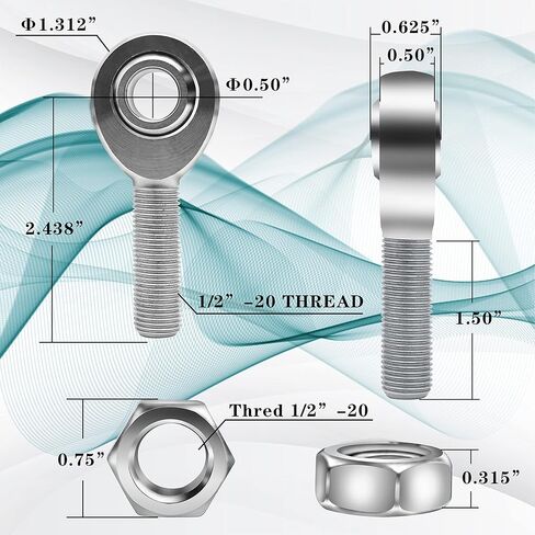 طقم نهاية قضيب مفاصل هيم 5/8 بوصة، مجموعة وصلات هيم خيط اليد اليمنى واليسرى كرومولي 750 بوصة، مع محولات أنبوب وصواميل مربى in Kuwait
