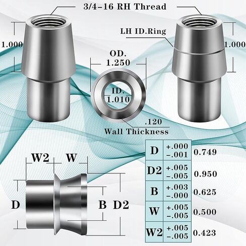 طقم نهاية قضيب مفاصل هيم 5/8 بوصة، مجموعة وصلات هيم خيط اليد اليمنى واليسرى كرومولي 750 بوصة، مع محولات أنبوب وصواميل مربى in Kuwait