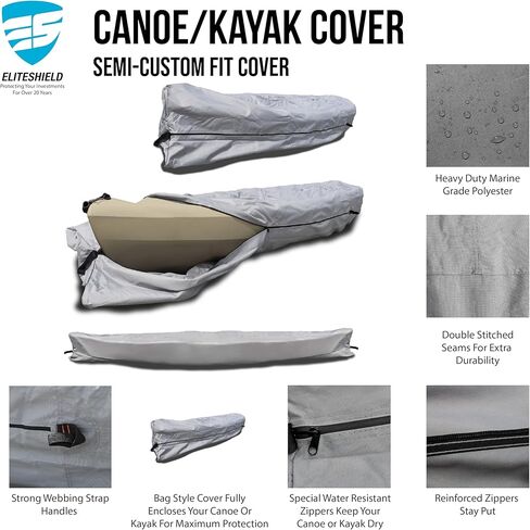 Canoe Cover Kayak Cover; Waterproof UV Resistant Marine Grade Polyester Canoe Kayak Boat Full Storage Cover fits 9 ft-10 ft Long, 96 Inches Girth Gray Color in Saudi Arabia