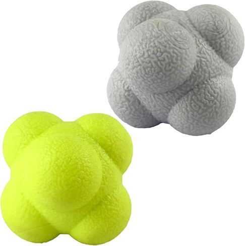 كرة رد الفعل، كرة عاكسة لتدريب التنسيق بين اليد والعين، 2.83 بوصة، عبوة من قطعتين - أصفر ورمادي in Kuwait