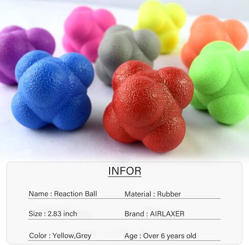 كرة رد الفعل، كرة عاكسة لتدريب التنسيق بين اليد والعين، 2.83 بوصة، عبوة من قطعتين - أصفر ورمادي in Kuwait