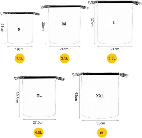 LIXADA Waterproof Dry Bags, 5 Pack Ultimate Dry Sack - 1.5L+2.5L+3.5L+4.5L+6L Lightweight, Roll Top Outdoor Dry Sacks for Kayaking Camping Hiking Traveling Boating Water Sports in Saudi Arabia