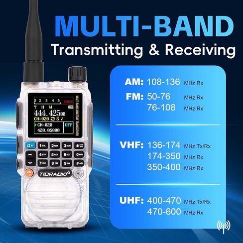 TIDRADIO TD-H3 Ham Radio Multi-Band Two Way Radio with AirBand & TD-771 Long Antenna,USB-C Programming & Charging,2500mAh Battery,One Key Frequency Match,DTMF FM AM NOAA VOX SCAN,Walkie Talkies in Saudi Arabia