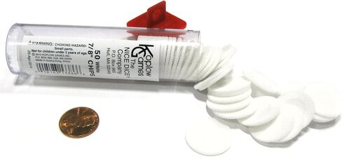 Koplow Games Set of 50 7/8" Easy Stacking Plastic Mini Playing Poker Chips - White in Saudi Arabia
