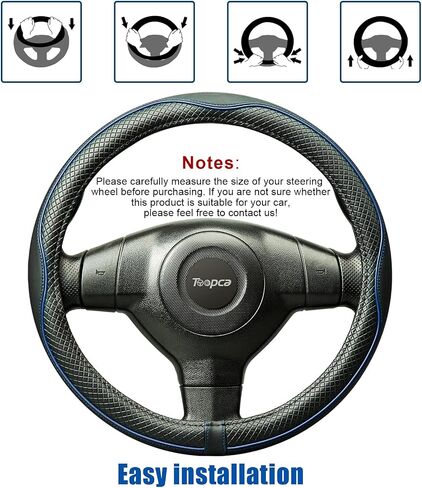 Car Steering Wheel Cover, Anti-Slip Leather Steering Wheel Covers for Diameter 14 1/2 to 15 Inch Car Wheel Covers, PU+PVC Universal Wheel Cover for Car Truck Accessories, Black in Saudi Arabia