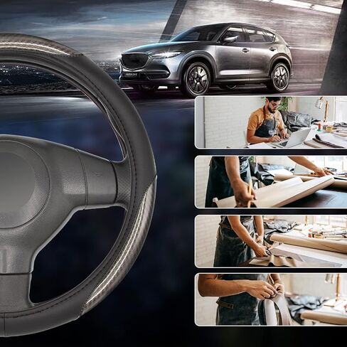 Car Steering Wheel Cover, Anti-Slip Leather Steering Wheel Covers for Diameter 14 1/2 to 15 Inch Car Wheel Covers, PU+PVC Universal Wheel Cover for Car Truck Accessories, Black in Saudi Arabia