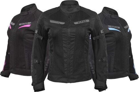 سترة ALPHA CYCLE GEAR النسائية للدراجات النارية لركوب الدراجات النارية CE المدرعة (أسود، متوسط) in Saudi Arabia