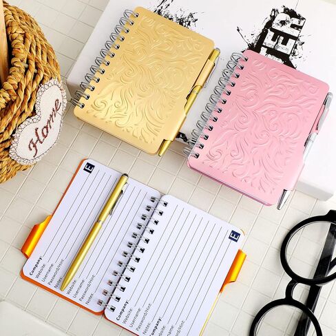 3 Pieces Book of Passwords Address Password Book Password Organizer Address Book Spiral Bound Notebook with Pen for Password Information (Pink, Beige, Orange) in Saudi Arabia