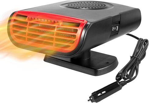 12 فولت 2 في 1 مروحة تبريد كهربائية محمولة، سخان سيارة، تسخين سريع 150 وات مع قابس ولاعة السجائر مناسب لجميع سيارات الكابينة والمقعد (أسود وأحمر) in Kuwait