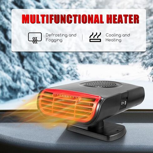 12 فولت 2 في 1 مروحة تبريد كهربائية محمولة، سخان سيارة، تسخين سريع 150 وات مع قابس ولاعة السجائر مناسب لجميع سيارات الكابينة والمقعد (أسود وأحمر) in Kuwait