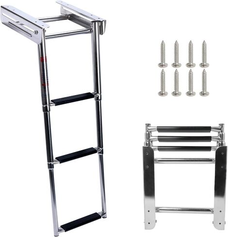 Amarine Made Boat Ladder, 3-Step Under Platform Slide Mount Boat Boarding Ladder, Telescoping, Stainless Steel in Saudi Arabia