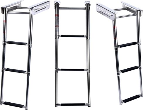 Amarine Made Boat Ladder, 3-Step Under Platform Slide Mount Boat Boarding Ladder, Telescoping, Stainless Steel in Saudi Arabia