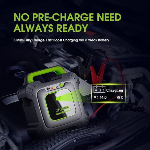6000A Super Capacitor Battery-Les Jump Starter لسيارة 12 فولت، مكثف فائق مدمج 6 * 3000F، لا حاجة للشحن المسبق، آمن للغاية، جاهز دائمًا لبدء تشغيل جميع السيارات 12 فولت in Kuwait
