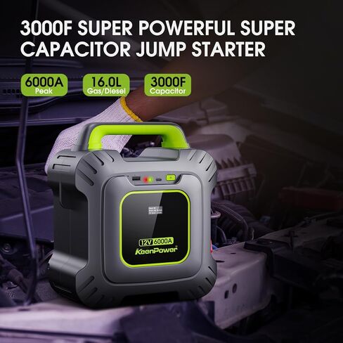 6000A Super Capacitor Battery-Les Jump Starter لسيارة 12 فولت، مكثف فائق مدمج 6 * 3000F، لا حاجة للشحن المسبق، آمن للغاية، جاهز دائمًا لبدء تشغيل جميع السيارات 12 فولت in Kuwait