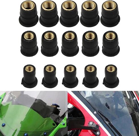 50PCS Motorcycle M5 Metric Rubber Well Nuts Windscreen Windshield Fairing Cowls Fastener Screws Universal in Saudi Arabia
