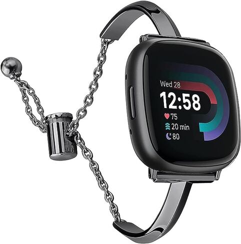 حزام معدني سلمي متوافق مع Fitbit Versa 4/Fitbit Sense 2 Band Cute Women، استبدال حزام المجوهرات اللامع متوافق مع Fitbit Sense/Versa 3 Women (ذهبي) in Kuwait