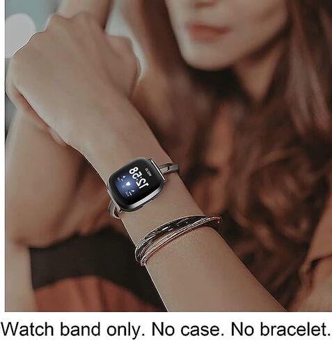 حزام معدني سلمي متوافق مع Fitbit Versa 4/Fitbit Sense 2 Band Cute Women، استبدال حزام المجوهرات اللامع متوافق مع Fitbit Sense/Versa 3 Women (ذهبي) in Kuwait