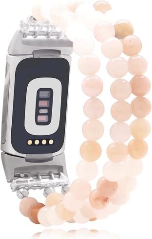 إكسسوارات C&L متوافقة مع Fitbit Charge 6 Bands/Fitbit Charge 5 Bands أحجار كريمة طبيعية مطرزة يدويًا وأساور بديلة قابلة للتعديل للنساء والفتيات in Kuwait