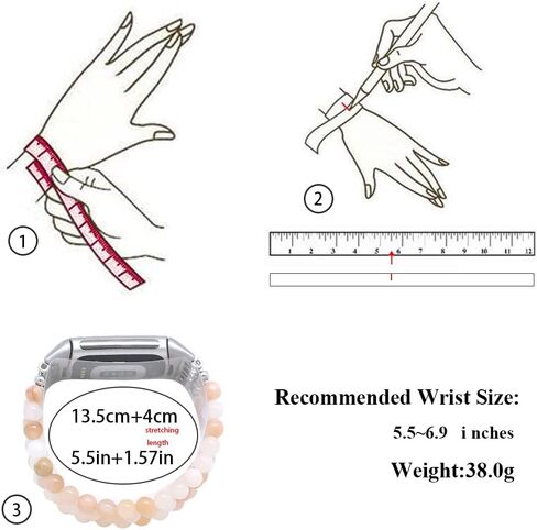 إكسسوارات C&L متوافقة مع Fitbit Charge 6 Bands/Fitbit Charge 5 Bands أحجار كريمة طبيعية مطرزة يدويًا وأساور بديلة قابلة للتعديل للنساء والفتيات in Kuwait