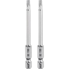 HARFINGTON 2pcs T20 Torx Bit 1/4" Hex Shank 3" Long S2 Steel Magnetic Tamper Resistant Star Bits Torx Head with Hole Industrial Grade for Driver Drill Bits Remove Fastening Screws