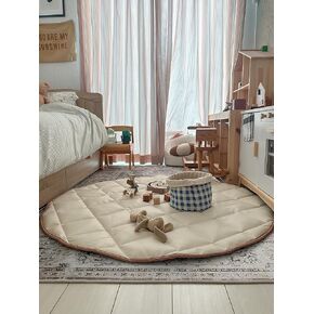 Uniklook Vegan Leather Padded Quilted Playmat Waterproof Floor Mat Portable Baby Mat Changing Pad Cushioned Travel Mat Tummy Time Crawling Newborn Infant Toddler Circle 120Cm - 47"