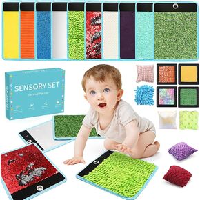 20 Set Sensory Mini Mats Assorted Textured Sensory Floor Tiles - Sensory Walls, Early Sensory Exercise Sensory Mats Sensory Toys for Autistic Children Kids Baby Toddler