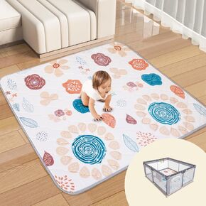 Baby Play Mat for Floor, 50'' x 50'' Baby Crawling Mat Foldable Play Mat for Playpen, Thicken Soft Padding Playmats for Babies and Toddlers Infants, Easy Care Machine Washable （Bohemia）
