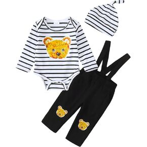 Newborn Baby Boy Clothes Corduroy Overalls Outfit Infant Fall Winter Clothes Stripe Romper Pant Set Cute Baby Boy Outfit
