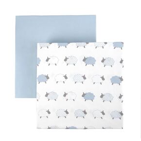 Tadpoles 2-Piece Sheep Crib Sheets | Collection of 2 Fitted Crib Sheets | Made of 100% Brushed Microfiber Polyester | Soft, Smooth, Breathable & Durable | Ideal for Babies | Blue & White