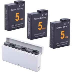 3-Pack Battery Replacement Compatible for DJI OSMO Action 5 Pro, Osmo Action 4, Osmo Action 3 Camera Model, 1850mah Rechargeable Cameras Battery Charger with Dual-Slot 5V3A USB-C Charger and Cable