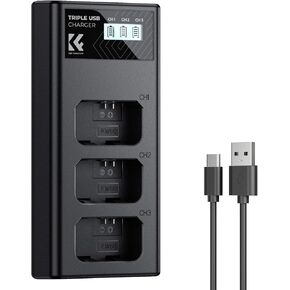 K&F Concept NP-FW50 Charger 3-Slot ZV-E10 Battery Charger with LCD Display for Sony A6400 A6600 ZV-E10 A7 A7ii Cameras