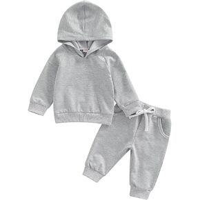 Baby Boy Sweatsuit Outfits Solid Color Hoodie Sweatshirt Sweatpants Toddler Infant Spring Fall Clothes Set