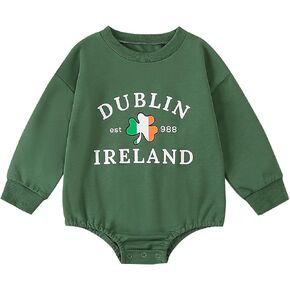 St Pattys Day Baby Outfit Toddler St Patrick Shirt Shamrock Long Sleeve Crewneck Sweatshirt Spring Clothes Pants Set