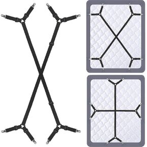 Bed Sheet Holder Straps - Sheet Straps Adjustable Bed Sheet Clips Fasteners Keep Sheets Stays in Place,2Pcs/Set Black