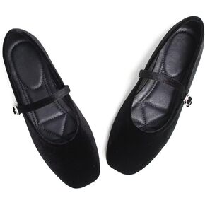 LUXINYU Flats for Women Dressy Square Toe Ankle Strap Mary Jane Shoes Casual Slip On Flats Comfortable Ballet Flats