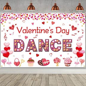 Valentine's Day Dance Backdrop Banner Valentines Day Banner Photography Background School Dance Flyer Party Church Community Event Sweetheart Dance Party Valentines Day Decorations Photo Booth Props