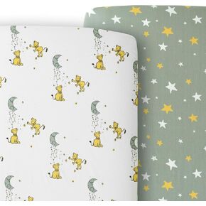 JumpOff Jo - 2 Pack Fitted Crib Sheet, Super Soft Breathable 100% Cotton Baby Crib Sheet for Standard Crib Mattresses and Toddler Beds, 28 in. x 52 in. - Galaxy & Mama Bear