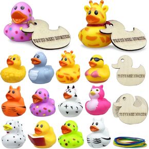 36 PCS Jeep Ducks Ducked Tags You’ve Been Ducked Wooden Tags with Assorted Rubber Ducks for Hiding Carnival Cruise Hiding Duck Game Jeep Car Ornament Decor