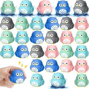 24 Pcs Animal Bath Toys, Floating Squeaky Owl Gift Floating Owl Squeaky Toys are Suitable for Party Favors, Birthday Gift, Cake Decoration, Bathtub Bathroom Shower, 5 Colors