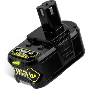 6.0AH استبدال P108 18V بطارية متوافقة مع بطارية Ryobi 18V استبدال P108 P102 P104 P105 P107 P109 P122 الأداة اللاسلكية بطاريات قابلة لإعادة الشحن السريع مع مؤشر