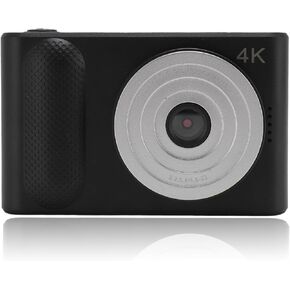 4K Digital Camera for Kids, 16X Zoom Video Camera Camcorder Autofocus with 2.4 Inch TFT Screen, Portable 48MP HD Pocket Travel Camera for Selfie Vlogging (Black)