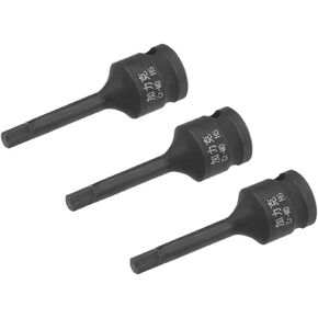 TOP-VIGOR 3Pcs Impact Hex Bit Socket, 3/8" Drive x H5 (5mm) Allen Key Socket, Premium CR-MO Steel Bits, Hex Bit with 60mm Length for Torque Wrench, Ratchet Wrench, Impact Power Drills