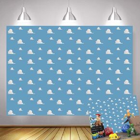 7x5ft It's a Boy Story Themed Birthday Party Photography Backdrops Blue Sky White Clouds Baby Shower Photo Background Kids Hero Photo Booth Studio Props Vinyl