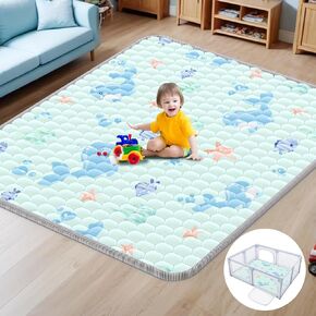 Baby Play Mat 71x59 inch - Thick & Soft Baby Cushioned Playmat for Playpen - Crawling Play Mats for Babies Toddlers Infant with Non-Slip Silicon Dot - Foldable & Machine Washable Baby Floor Play Mat