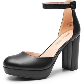 DREAM PAIRS Women's Platform Chunky High Heels Closed Toe Block Ankle Strap Dress Bridal Party Wedding Shoes