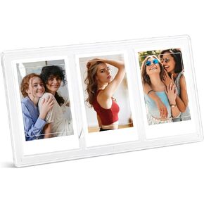 Fintie 3-Grids Small Photo Frame for Fujifilm Instax Mini 12/11/99/7+/EVO/Mini Link 3/2/1 Printer, Acrylic Photo Holder for 2x3 Inch Instant Films, Clear