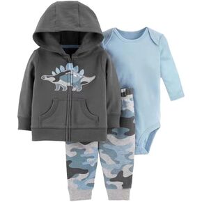 Infant Baby Boy Fall Outfits Cotton Plaid Hoodie Sweatshirt Pants Set Spring Clothes 0-24M