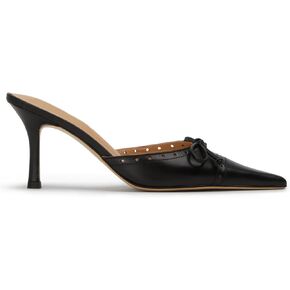 Bow Tie Heeled Mules for Women Slip On Pumps Shoes Backless Stiletto High Heels Pointed Toe Dress Slide Sandals