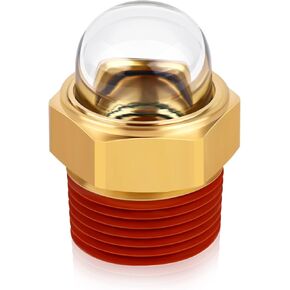 Boltigen Air Compressor Sight Glass, 3/4inch NPT Dome Oil Sight Plug, Oil Level Sight Guage, Clear Brass Sight Window liquid Indicator, Perfect Replacement for Air Compressor、Pump、Tank