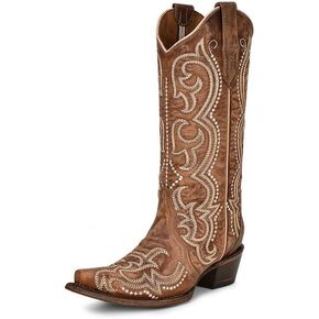 Circle G LADIE'S BROWN SEQUENCE EMBROIDERY, SNIP TOE, LEATHER SOLE, WESTERN, L5893